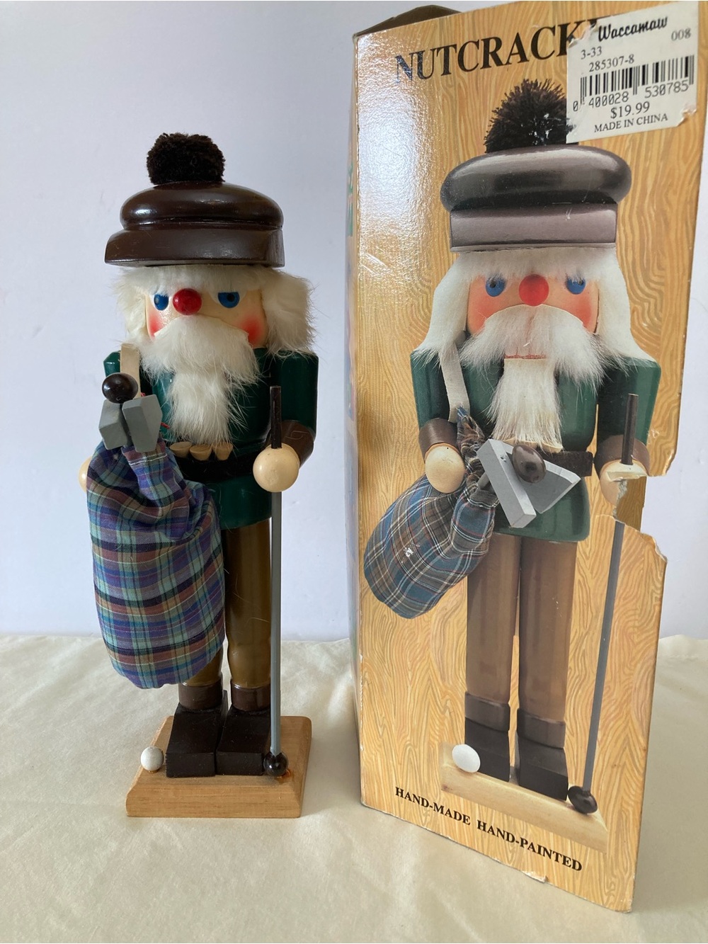 Hand-Painted Nutcracker Golfer Holiday Figure - Green, Brown